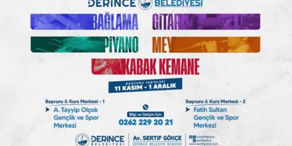 Derince’de Müzik Kursları Başlıyor