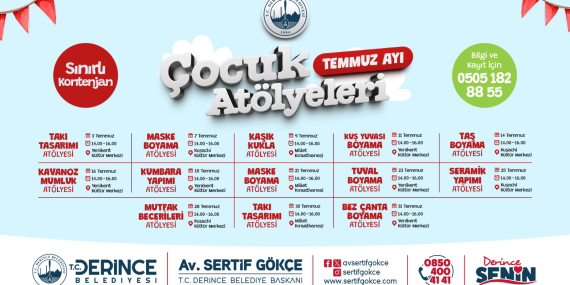 Derince’de Çocuklar İçin  Yaz Atölyeleri Başlıyor