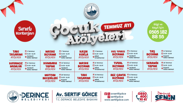 Derince’de Çocuklar İçin  Yaz Atölyeleri Başlıyor