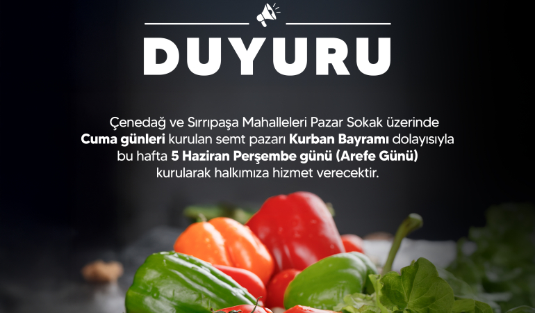 Derince Merkez Semt Pazarı  Arefe Günü Kurulacak