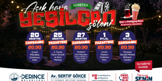 Derince’de açık havada sinema şöleni başlıyor