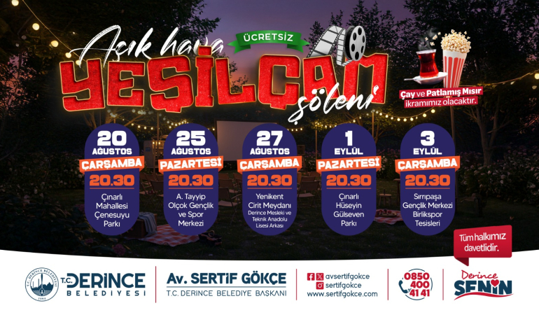 Derince’de açık havada sinema şöleni başlıyor