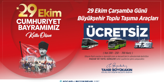 Cumhuriyet Bayramı’na özel hediye: Kocaeli’de ulaşım ücretsiz