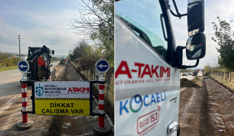 Kandıra’da yağmur suyu kanalları temizlendi